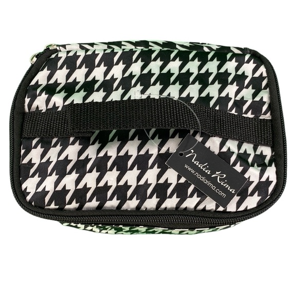 Nadia Rima Black and White Houndstooth Print Collapsable Makeup Bag - Picture 2 of 15